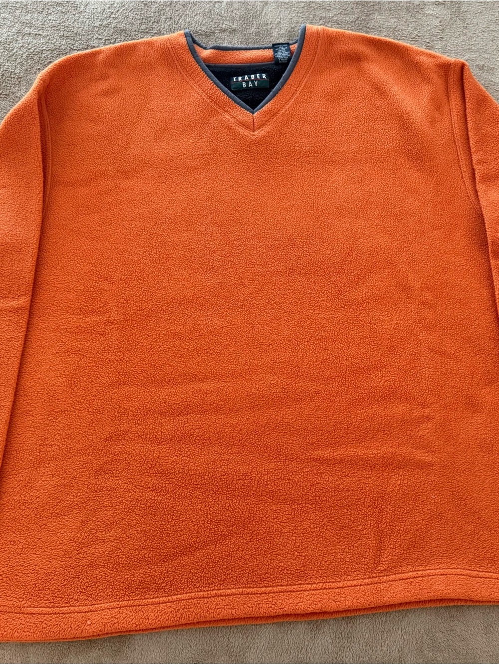 Trader Bay Men's Bright Orange V-Neck Fleece Pullover